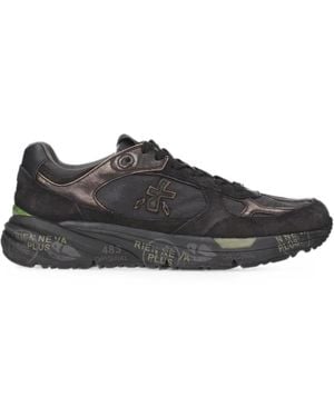 Premiata Logo-Patch Paneled Sneakers - Black