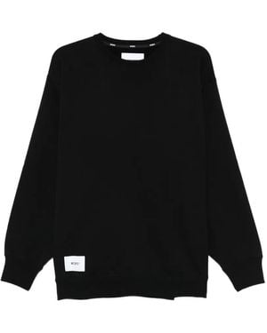 WTAPS Logo-Patch Crew-Neck Sweatshirt - Black