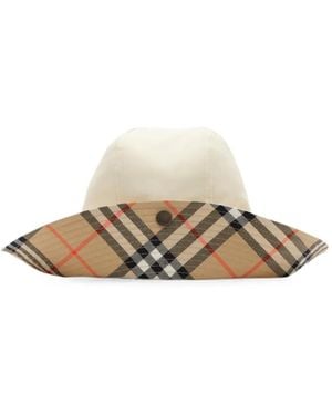 Burberry Sombrero De Ala De Gabardina Tropical A Cuadros - Neutro