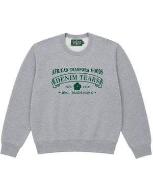 DENIM TEARS Logo-Print Crew-Neck Sweatshirt - Grey