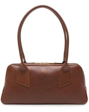 N°21 Malibu Logo-Plaque Pebbled Shoulder Bag - Brown