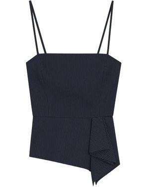 HUGO Pinstripe-Pattern Peplum Top - Blue