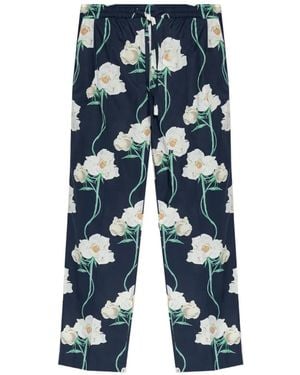 KENZO Broek Met Trekkoord En Bloemdetail - Blauw