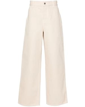 Burberry Equestrian Knight-Embroidered Loose Jeans - Natural