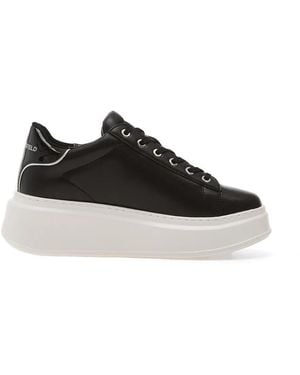 KARL LAGERFELD Anakapri Crystal-Embellished Platform Trainers - Black