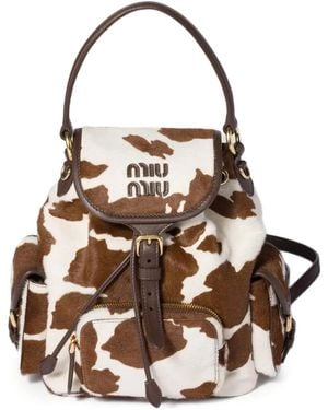 Miu Miu Animal-Print Backpack - White