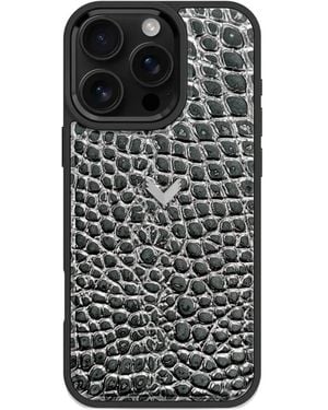 Velante Crocodile-Texture Iphone 16 Pro Phone Case - Black