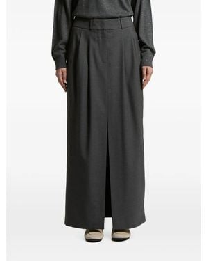 Peserico Pleated Front-Slit Maxi Skirt - Black
