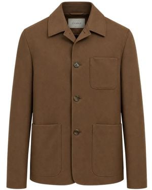 Canali Button-Up Shirt Jacket - Brown