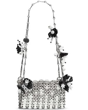Rabanne Mini Flower-Embellished Shoulder Bag - White