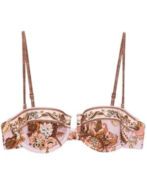 Zimmermann Aster Floral-Print Balconette Bikini Top - Pink
