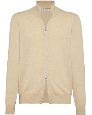 Brunello Cucinelli ハイネック カシミアカーディガン - ナチュラル