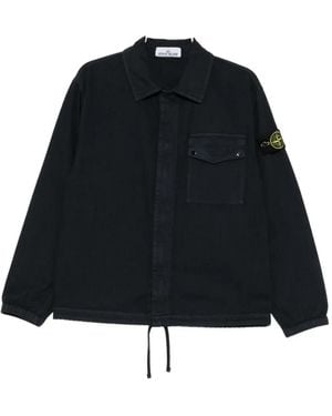 Stone Island Compass-Motif Patch-Pocket Shirt - Black