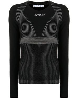Off-White c/o Virgil Abloh Crew-Neck Ribbed-Knit Sweater - Black