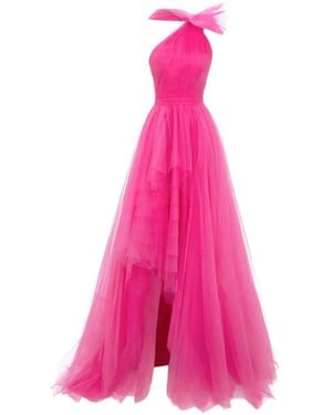 Gemy Maalouf Bow-Detail Tiered-Skirt Dress - Pink