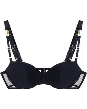 Elisabetta Franchi Jersey And Tulle Bra With Elastic Straps - Blue