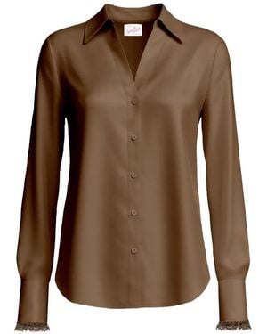 MC2 Saint Barth Lace-Trim Buttoned Shirt - Brown