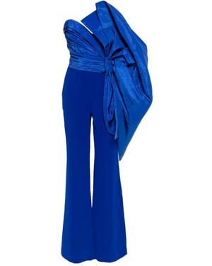 Saiid Kobeisy Taffeta-Bow Jumpsuit - Blue