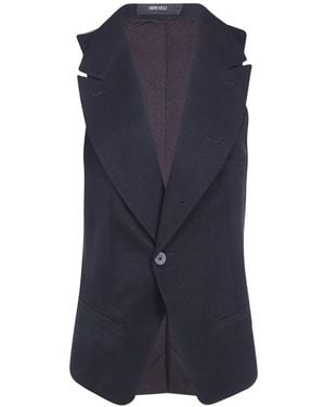 Ibrigu Haori Jacquard-Weste Mit Fallendem Revers - Blau