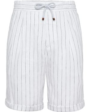 Brunello Cucinelli Striped Linen Shorts - White