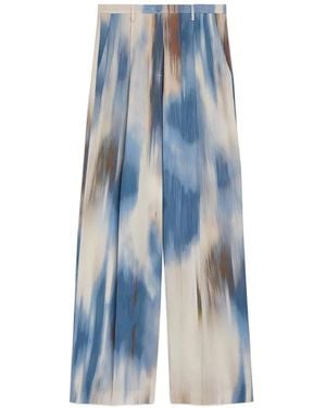 Momoní Aliento Double-Pleat Printed Palazzo Trousers - Blue