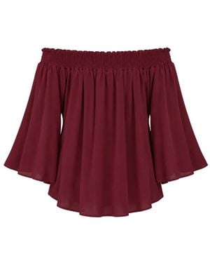 Kaos Off-Shoulder Smocked Blouse - Red