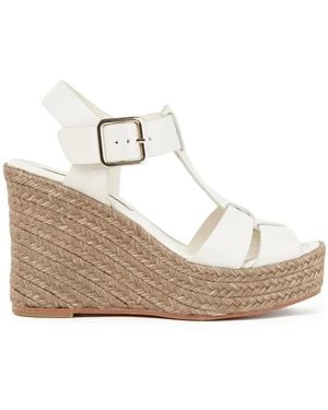 Paloma Barceló 100Mm Alison Leather Wedge Sandals - White