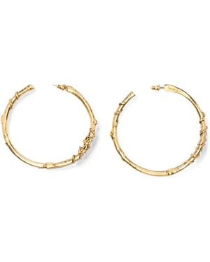 Saint Laurent Cassandre-Plaque Hoop Earrings - Natural
