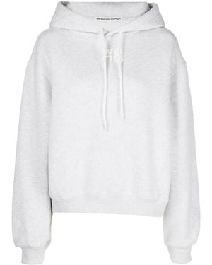Alexander Wang Rubberised Logo Cotton Hoodie - White