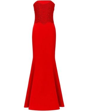 Amen Embellished Strapless Maxi Dress - Red
