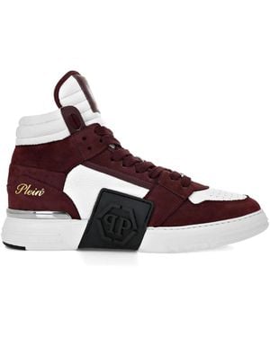 Philipp Plein Phantom Kicks ミッドトップ レザースニーカー - ブラウン