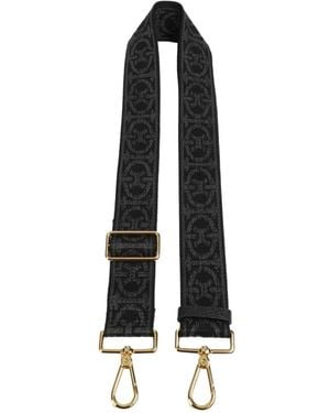 Coccinelle Monogram Jacquard-Effect Bag Strap - Black
