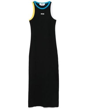 MSGM Contrasting-Trim Maxi Dress - Black