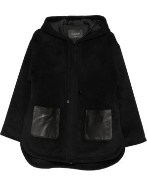 Fabiana Filippi Manteau À Capuche Et Empiècements En Cuir - Black
