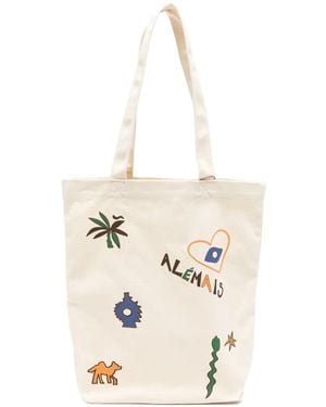 ALÉMAIS Bolso Shopper Estampado - Blanco