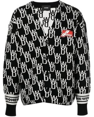 we11done Monogram V-Neck Cardigan - Black