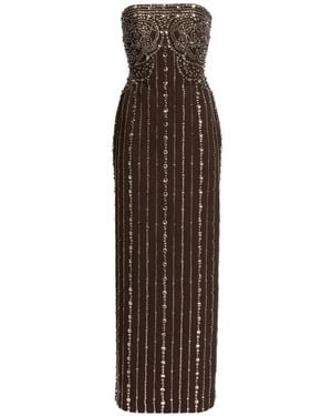 Elie Saab Abito Lungo Con Borchie - Marrone