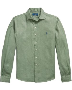 Polo Ralph Lauren Logo-Embroidered Linen Shirt - Green