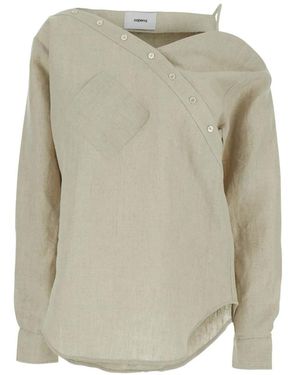 Coperni Heart One-Shoulder Pocket Blouse - Natural