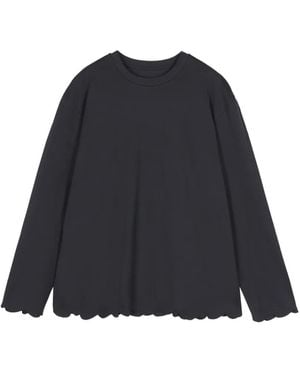 JNBY Scalloped-Edge Long-Sleeve T-Shirt - Blue