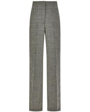 Pence Check-Pattern High-Waisted Trousers - Grey
