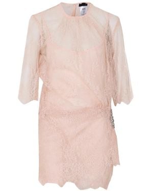 Liu Jo Lace-Overlay Crystal-Embellished Dress - Pink