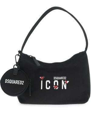 DSquared² Icon Logo-Print Shoulder Bag - Black
