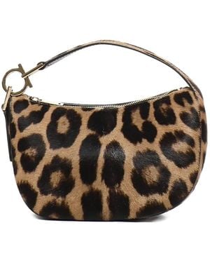 Ferragamo North-South Gancini-Embellished Shoulder Bag - Brown