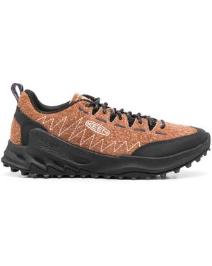 Keen Brushed Suede Panelled Lace-Up Trainers - Brown