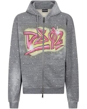 DSquared² Felpa Con Cappuccio - Grigio