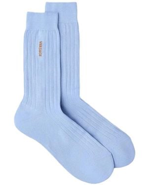 Versace Ribbed Logo Socks - Blue