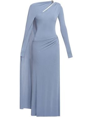 Chats by C.Dam Cape-Sleeve Dress - Blue