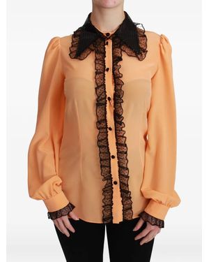 Dolce & Gabbana Blusa Con Lentejuelas Y Volantes - Marrón