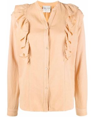 forte_forte Blouse Volantée À Col V - Natural